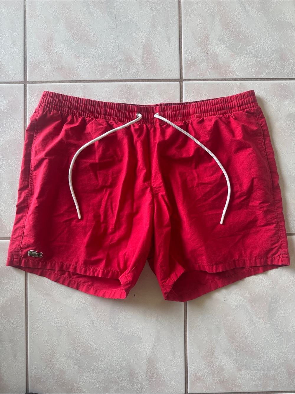 Lacoste Men's Red Swim Shorts with Drawstring Pre Owned